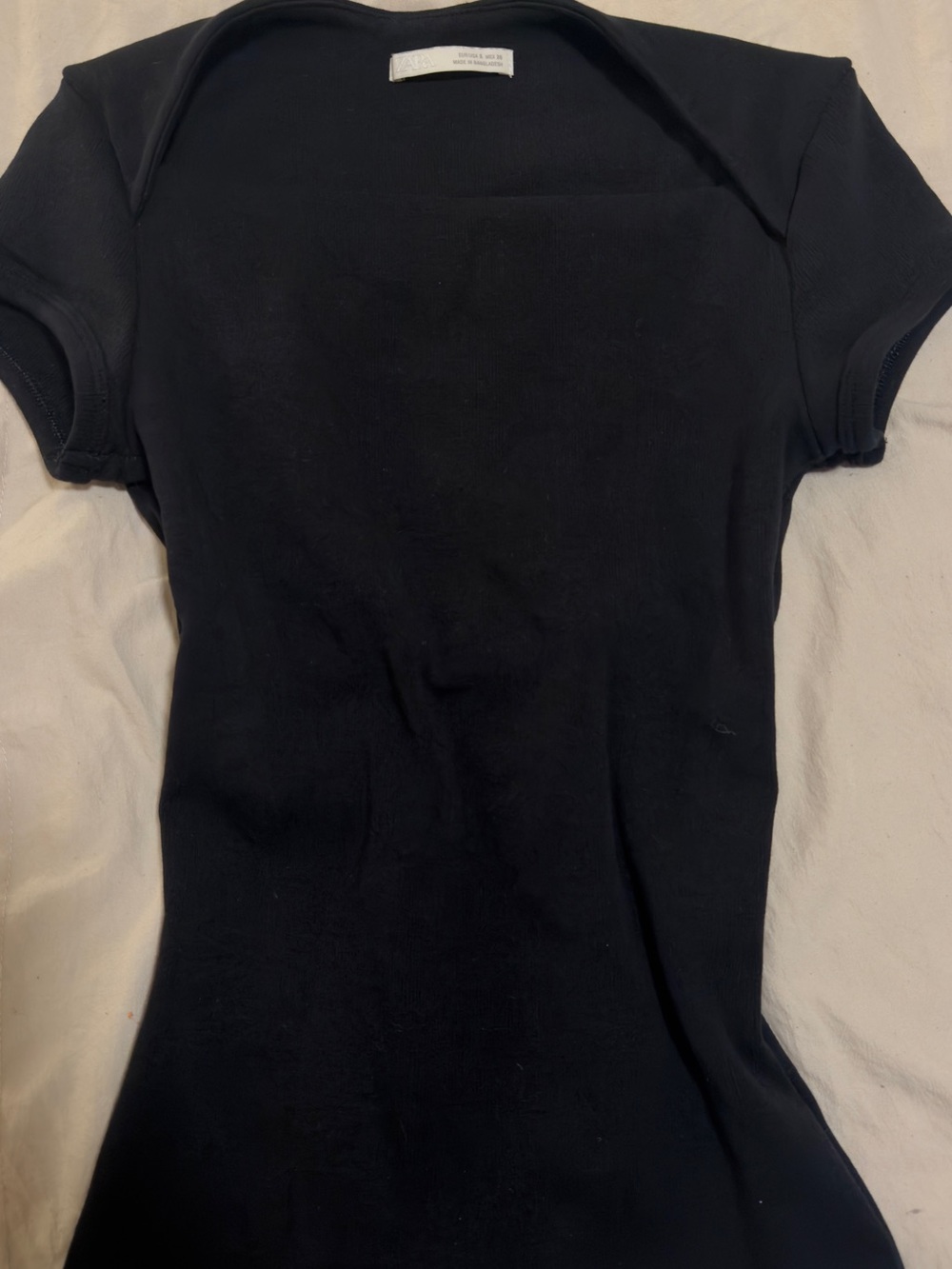 Zara Black Short Sleeve Slim Crew Neck Top